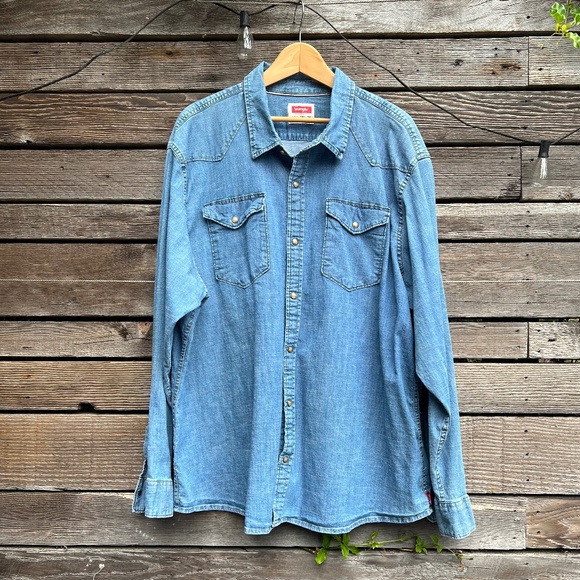 Mens Wrangler western chambray shirt - Size 3XL - Picture 1 of 6